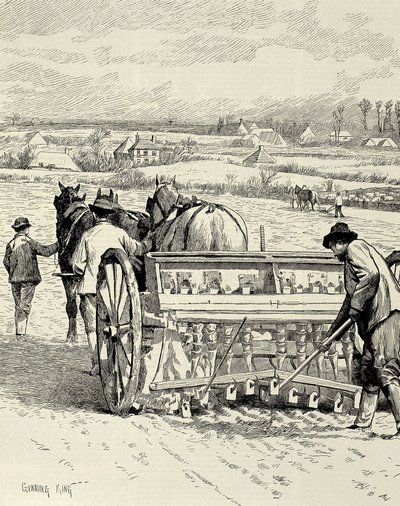 ROYAUME-UNI. ANGLETERRE. Révolution industrielle. Machine à percer inventée par Jethro Tull. Semis d