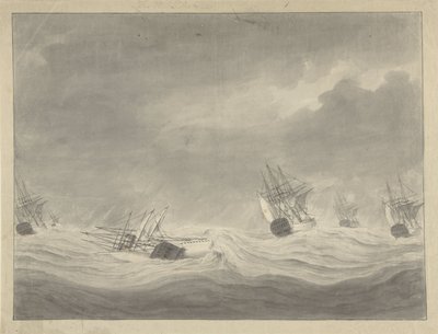 Le naufrage du navire De Unie sous le capitaine Comte de Welderen en mer du Nord, 19 octobre 1782 - Ary van Wanum