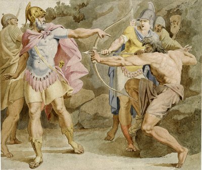 Philoctète vise Ulysse avec l
