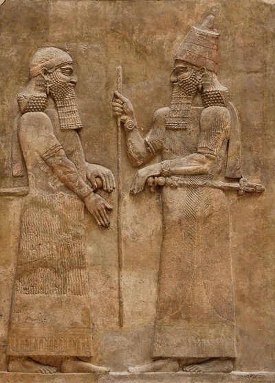 Sargon II et dignitaire, relief du palais du roi Sargon à Khorsabad, vers 716-713 av. J.-C. - Assyrian