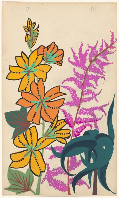 Conception pour broderie de branches de fleurs et de feuilles - Atelier Martine