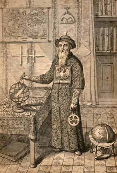 Jésuite Johann Adam Schall von Bell (1591-1666), prédécesseur de Ferdinand Verbiest, astronome à la cour de la dynastie Ming à Nanjing, en costume mandarin, de China monumentis - Athanasius Kircher