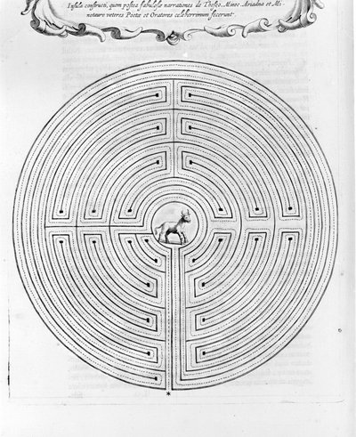 Le labyrinthe de Cnossos conçu par Dédale - Au centre se trouve le minotaure - « Turris Babel » par Athanase Kircher - Amsterdam - Athanasius Kircher