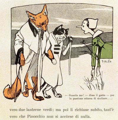 Pinocchio rencontre le Chat et le Renard - Attilio Mussino