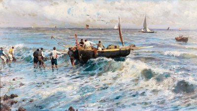 Paysage marin avec pêcheurs - Attilio Pratella