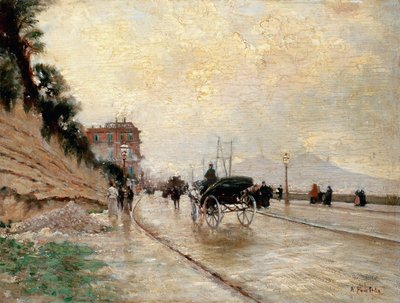 Carrosse sur la promenade à Naples - Attillo Pratella