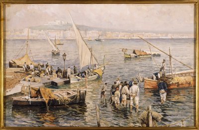 Marina avec pêcheurs - Attillo Pratella