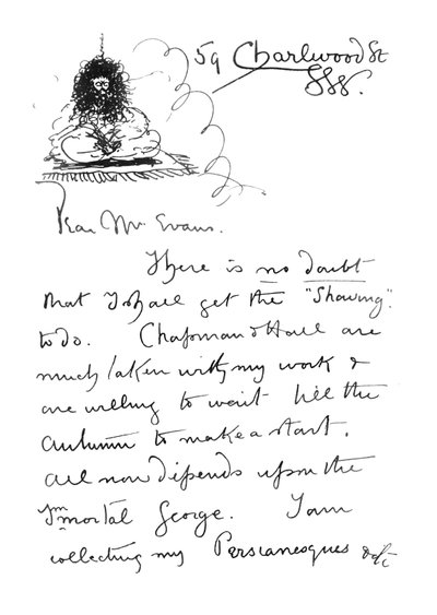 1ère page de la lettre autographe à Frederick Evans, vers 1893 - Aubrey Beardsley