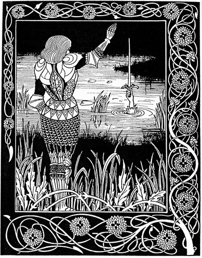 Excalibur récupéré par la Dame du Lac, 1893 - Aubrey Beardsley