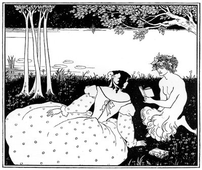 Pan lisant à une femme près d