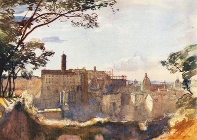 Rome : Le Capitole depuis le Palatin (lithographie en couleur) - Aubrey Waterfield