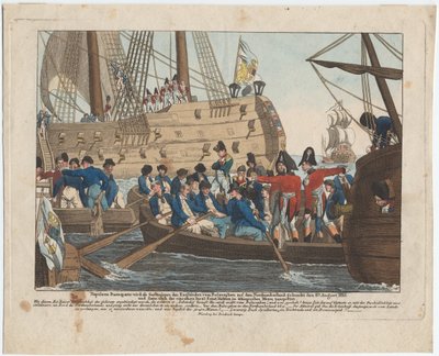 Napoléon Bonaparte en tant que prisonnier des Anglais est amené du Bellerophon au Northumberland - August Friedrich Andreas Campe