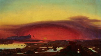 Les marais Pontins au coucher du soleil - August Kopisch