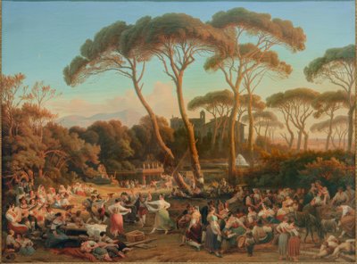 Fête populaire romaine dans le parc de la Villa Borghese - August Lucas