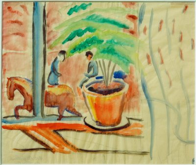 Vue sur la rue depuis la fenêtre - August Macke