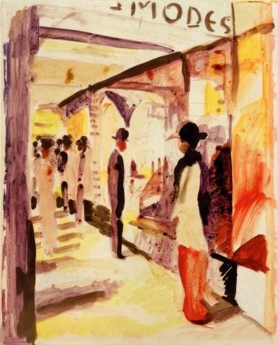 Une rue commerçante sous les arcades - August Macke