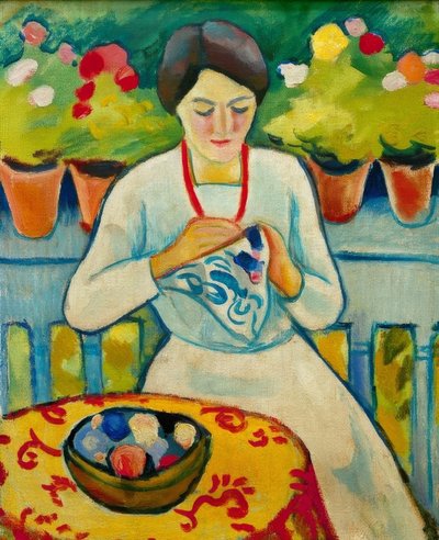 Femme sur balcon - August Macke