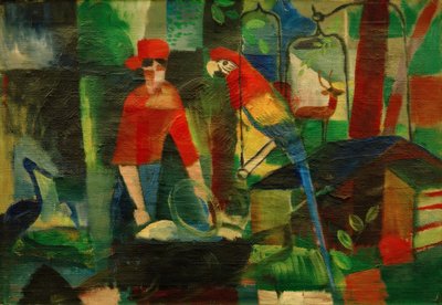 Femme avec perroquet dans un paysage - August Macke