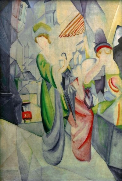 Femmes lumineuses devant le magasin de chapeaux - August Macke