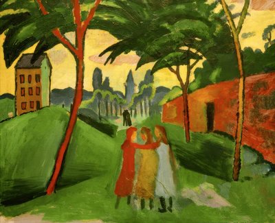 Paysage avec trois filles - August Macke