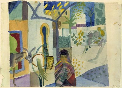 Fille avec cheval et âne - August Macke