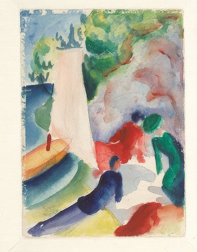 Pique-nique sur la plage (Pique-nique après la voile) - August Macke