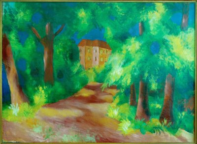 Maison rouge dans le parc - August Macke