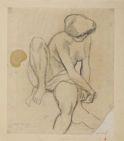 Nu féminin assis avec un drap - August Macke