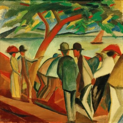 Promeneurs au bord du lac - August Macke