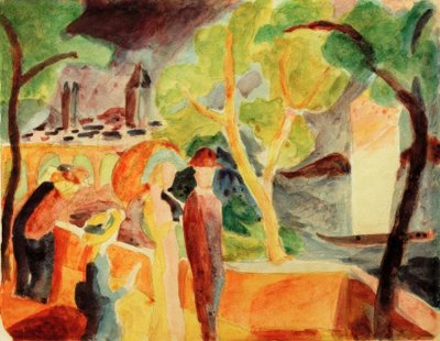 Promeneurs au bord du lac - August Macke