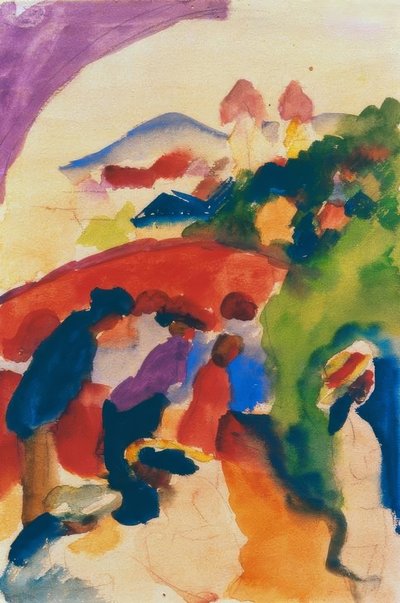 Promeneurs avec ville - August Macke