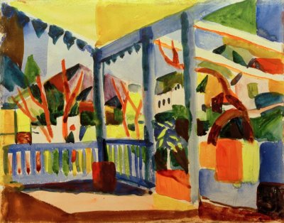 Terrasse de la maison de campagne à St. Germain - August Macke
