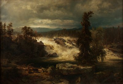 Les chutes de Labro près de Kongsberg en Norvège - August Wilhelm Leu