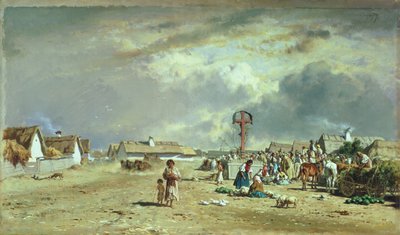 Le marché à Szolnol, Hongrie - August Xaver Karl von Pettenkofen