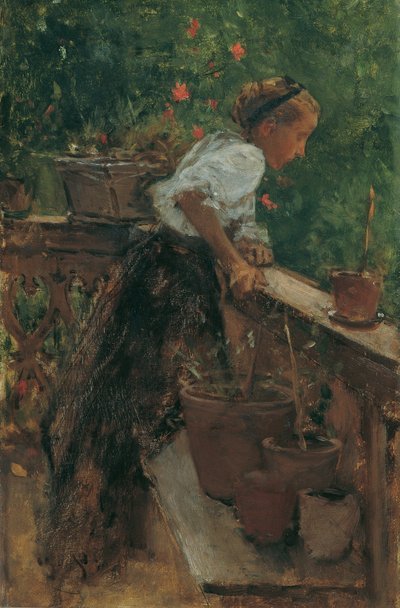 Fille de paysan sur le balcon - August von Pettenkofen