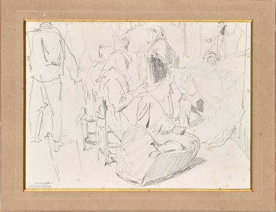 Femmes avec foulards et berceau - August von Pettenkofen