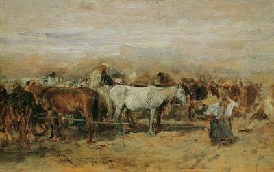 Marché aux chevaux à Szolnok II - August von Pettenkofen