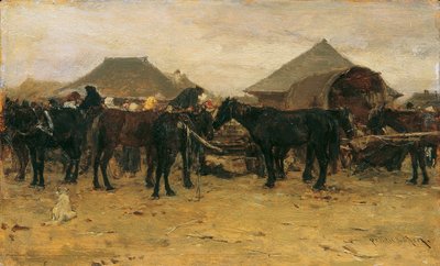 Marché aux chevaux à Szolnok I - August von Pettenkofen