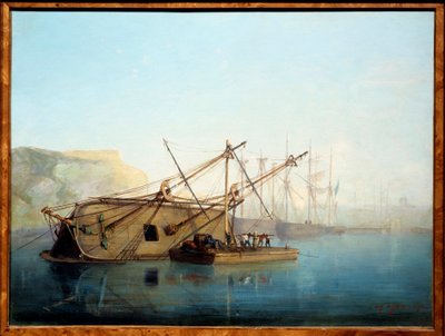 Un voilier avec un carénage Aquarelle par Auguste Aiguier (1819-1865) - Auguste Aiguier