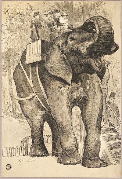 Éléphant avec cavaliers - Auguste Andre Lancon