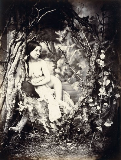 Une femme semi-nue parmi les arbres, vers 1850s-1860s - Auguste Belloc