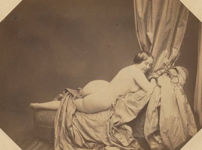 Nu académique, allongé sur un canapé, vers 1855 - Auguste Belloc