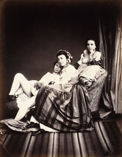 Trois femmes nues sur une chaise longue, vers 1850 - Auguste Belloc