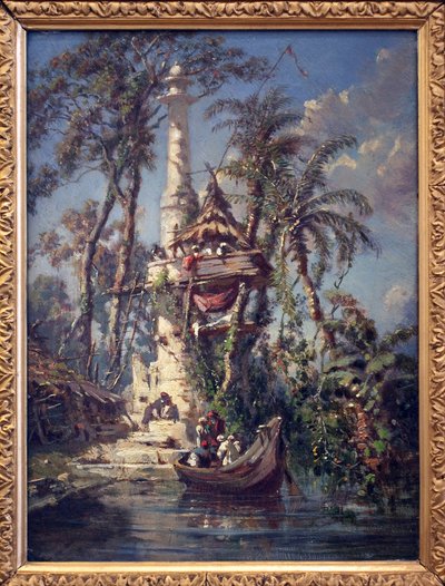Observatoire sur les rives de la rivière Hoogly (Bengale, Inde) - Auguste Borget