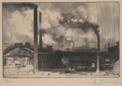 Aux usines du Creusot - les aciéries (roulette et pointe sèche) - Auguste Brouet