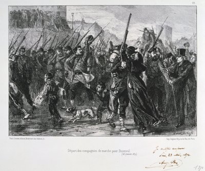 Soldats français partant pour Buzenval, Siège de Paris, Guerre franco-prussienne, 18 janvier 1871 - Auguste Bry