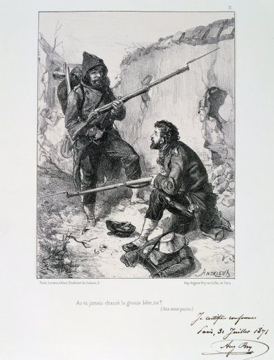 Dans les tranchées, siège de Paris, guerre franco-prussienne, 1870-1871, 1871 - Auguste Bry