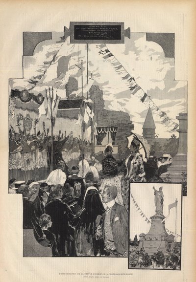 Inauguration de la statue du pape Urbain II à Châtillon-sur-Marne le 21 juillet 1887. Dessin d
