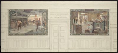 Esquisse pour la salle des mariages de la mairie de Montreuil-sous-Bois : Exploitation du sol et production du sol - Auguste Francois Gorguet