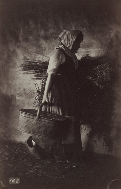 Paysanne portant un panier et du foin - Auguste Giraudon